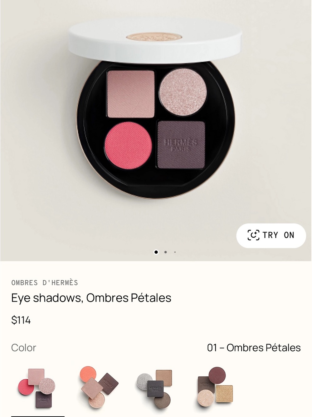 Hermes Ombres D Hermes Four-Color Eyeshadow Palette — Pink & Shimmer